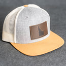 Leather Patch Flat Bill Trucker Hat - Idaho Stamp