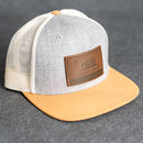 Leather Patch Flat Bill Trucker Hat - California Flag Stamp