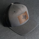 Leather Patch Trucker Style Hat - Texas Stamp