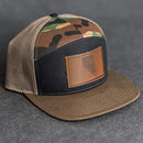 Leather Patch Flat Bill 7 Panel Trucker Hat - Nevada Stamp