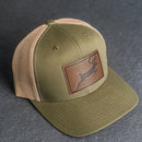 Leather Patch Trucker Style Hat - Deer Stamp