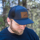 Leather Patch Trucker Style Hat - Deer Stamp