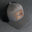 Leather Patch Trucker Style Hat - Fish Stamp