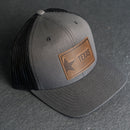Leather Patch Trucker Style Hat - Texas License Plate Stamp