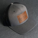 Leather Patch Trucker Style Hat - Texas License Plate Stamp