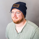 Beanie with Leather Patch Attached - Washington Stamp