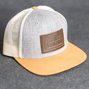 Your Logo on a Leather Patch Flat Bill Trucker Hat