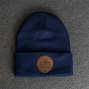 Beanie with Leather Patch Attached - Your Logo (Circle) Stamp