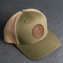 Your Logo on a Leather Patch Trucker Style Hat - Circle Patch