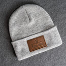 Your Logo Beanie with Leather Patch Attached