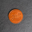 Y'all Leather Coasters - 4" Round - Sold individually or as a Set of 4