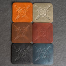 Best D20 with Swords Symbol Leather Coasters