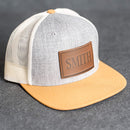 Personalized Leather Patch Flat Bill Trucker Hat