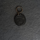 Leather Circle Keychain - Thick Leather - Fish Stamp Design