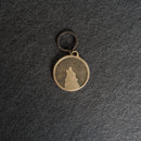 Leather Circle Keychain - Thick Leather - Wolf Stamp Design