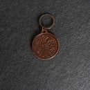 Leather Circle Keychain - Thick Leather - Floral Stamp Design