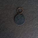 Leather Circle Keychain - Thick Leather - Floral Stamp Design