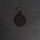Leather Circle Keychain - Thick Leather - Floral Stamp Design