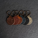 Leather Circle Keychain - Thick Leather - Floral Stamp Design
