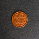 Merry Christmas Leather Coasters - 4" Round or Square - Sold individually or as a Set of 4