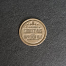 Merry Christmas Leather Coasters - 4" Round or Square - Sold individually or as a Set of 4