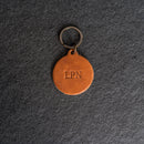 Personalized Leather Circle Keychain - Thick Leather