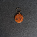 Leather Circle Keychain - Thick Leather - Bear Stamp Design