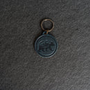 Leather Circle Keychain - Thick Leather - Bear Stamp Design