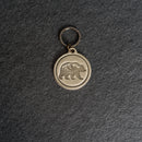 Leather Circle Keychain - Thick Leather - Bear Stamp Design