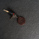 Leather Circle Keychain - Thick Leather - Bear Stamp Design