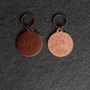 Leather Circle Keychain - Thick Leather - Fish Stamp Design