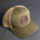 Leather Patch Trucker Style Hat - Bear Stamp