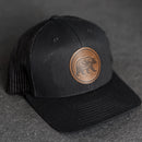 Leather Patch Trucker Style Hat - Bear Stamp