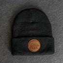 Beanie with Leather Patch Attached - Bear Stamp