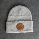 Beanie with Leather Patch Attached - Bear Stamp