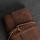 Memorial Guest Book - Leather 6x8 Book with Personalization Options for Funeral or Celebration of Life