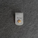 Gray Leather Tags with Engraved Names