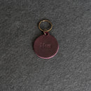 Limited Edition Plum Personalized Leather Circle Keychain - Thick Leather