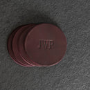 Limited Edition Plum Personalized Leather Coasters -  Set of 4