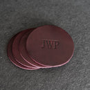 Limited Edition Plum Personalized Leather Coasters -  Set of 4