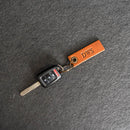 Keychain with leather tag