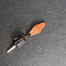 Leather Motel Key Shape Keychain with Wanderlust Stamp Design