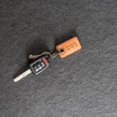 Keychain with brown leather tag