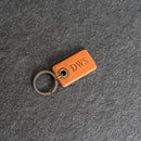 Brown leather keychain tag 