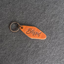 Best Leather Motel Key Shape Keychain with a Drive Safe Stamp Design