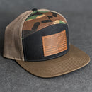 America’s 250th Anniversary Eagle Leather Patch Hat – Flat Bill 7 Panel Trucker Hat – Limited Edition