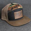 America’s 250th Anniversary Eagle Leather Patch Hat – Flat Bill 7 Panel Trucker Hat – Limited Edition