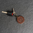 America's 250th Anniversary Leather Circle Keychain - Eagle Design - Thick Leather