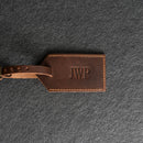 Brown leather luggage tag