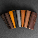 Set of leather wallets in various colors
